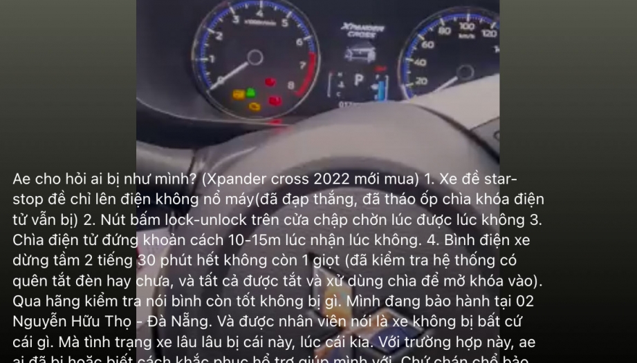  Mitsubishi Xpander Cross điện chập chờn dù hãng báo ắc-quy vẫn tốt