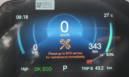 BYD Atto 3 báo thế này sau khi bảo dưỡng là vấn đề gì?