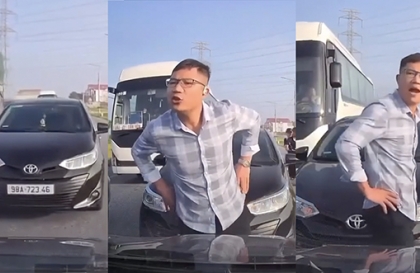 Ý thức Giao thông: Anh trai Toyota Vios lấn làn vượt ẩu còn đòi người khác phải nhường đường