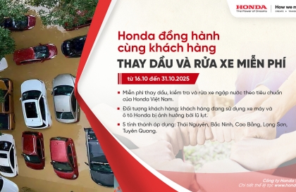 Đóng góp xã hội: Honda hỗ trợ khách hàng các tỉnh bị lũ lụt kiểm tra và thay dầu miễn phí xe hư hại