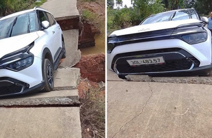 Clip TNGT: Tài xế KIA Carens đen đủi bị sập hầm khi lò dò đi bên bờ ruộng