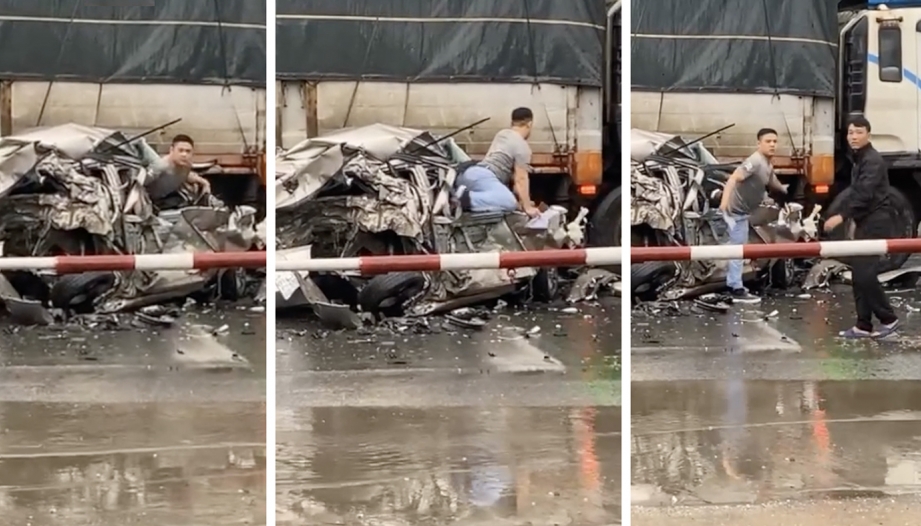 Clip TNGT: Tài xế sống sót thần kỳ khi KIA Morning bị vò nát không nhận ra hình hài