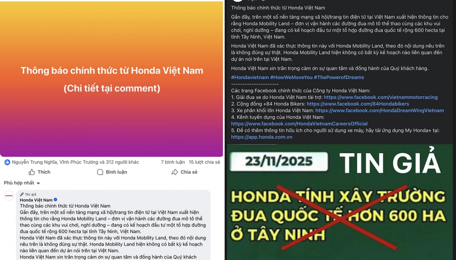 Honda Việt Nam: Thông tin xây dựng trường đua quốc tế tại Tây Ninh là không đúng sự thật