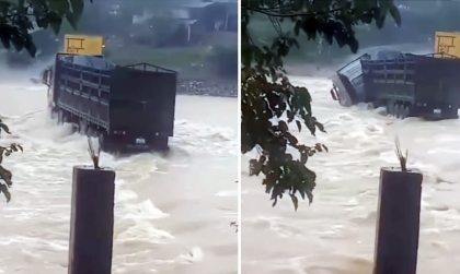 Clip TNGT: Chủ quan xe tải 5 chân to nặng, tài xế liều lĩnh qua ngầm nên bị lũ cuốn trôi cả người và xe