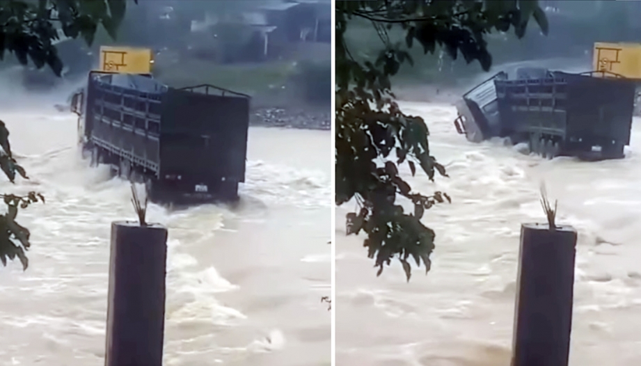 Clip TNGT: Chủ quan xe tải 5 chân to nặng, tài xế liều lĩnh qua ngầm nên bị lũ cuốn trôi cả người và xe