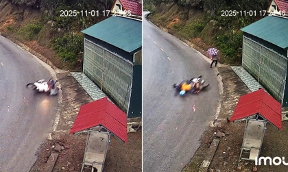 Clip TNGT: Hai phút hai xe máy lao vệ đường cùng một vị trí trên đường lên Đồng Văn - Hà Giang (cũ)