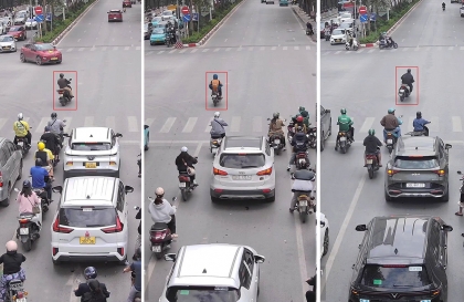 Danh sách 101 người vượt đèn đỏ bị camera AI phát hiện trong ngày 25/12 tại nội đô Hà Nội
