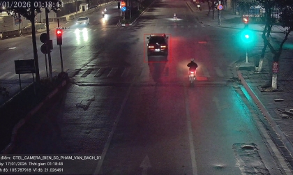 Danh sách 112 trường hợp vượt đèn đỏ bị camera AI phát hiện trong ngày 16/1/2026 tại nội đô Hà Nội
