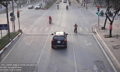 Danh sách các trường hợp vượt đèn đỏ và tốc độ bị camera AI phát hiện trong ngày 9/1/2026 tại nội đô Hà Nội