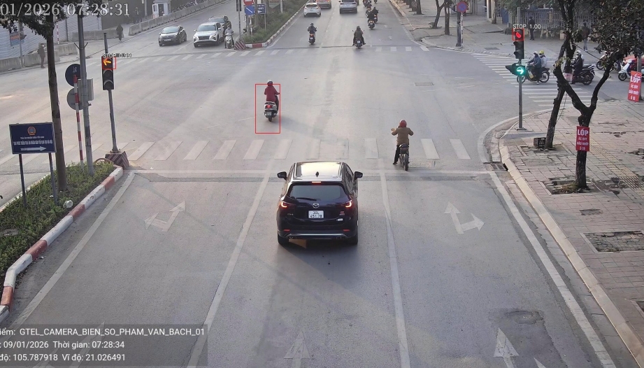 Danh sách các trường hợp vượt đèn đỏ và tốc độ bị camera AI phát hiện trong ngày 9/1/2026 tại nội đô Hà Nội