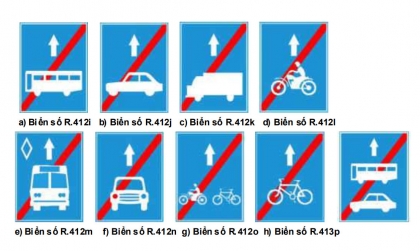 Nhóm biển hiệu lệnh: Biển số R.412 (i,j,k,l,m,n,o,p) có ý nghĩa gì?