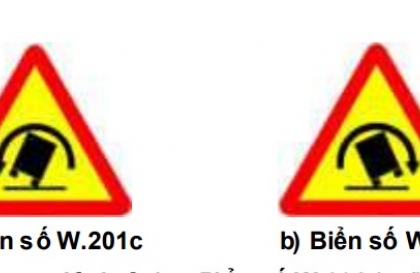Nhóm biển báo nguy hiểm và cảnh báo: Biển số W.201 (c,d) có ý nghĩa gì?