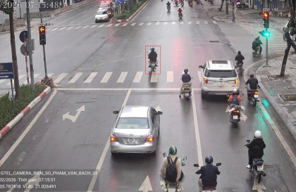 Các trường hợp vượt đèn đỏ bị camera AI phát hiện trong ngày 24/2/2026 tại nội đô Hà Nội
