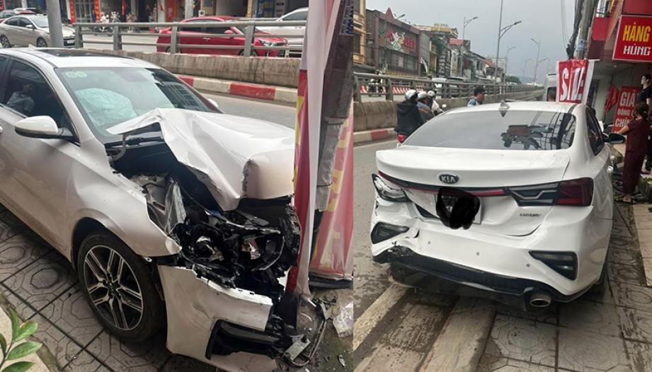 Clip TNGT: Nhầm chân ga, tài xế KIA Cerato may mắn chỉ đâm bẹp Mazda CX-5 và cột điện