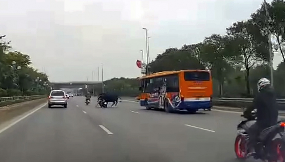 Clip TNGT: Lamborghini mất kiếm soát đâm gục xe máy trên đường Võ Nguyên Giáp (Hà Nội)