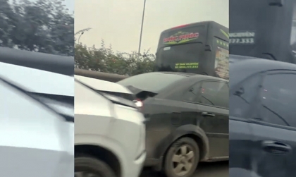 Clip TNGT: Không làm chủ tốc độ 7 xe tông nhau liên hoàn trên đường Võ Nguyễn Giáp (Hà Nội).