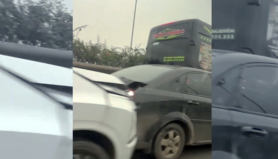 Clip TNGT: Không làm chủ tốc độ 7 xe tông nhau liên hoàn trên đường Võ Nguyễn Giáp (Hà Nội).