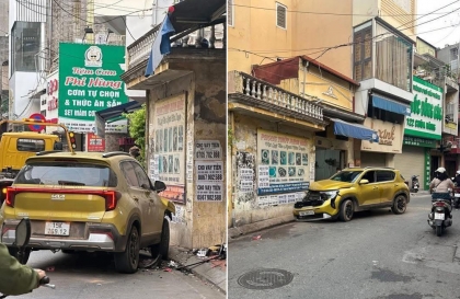 Ảnh TNGT: Tài xế KIA Sonet đột nhiên muốn thử độ cứng... của bức tường