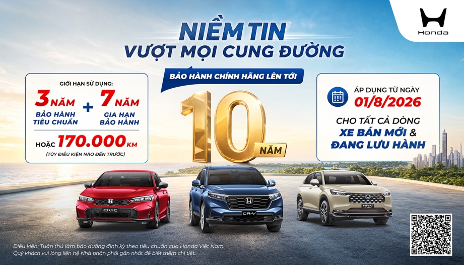 Honda Việt Nam thực hiện chương trình gia hạn ô tô lên 10 năm 