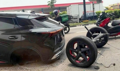 Omoda gãy văng trục bánh sau tại Malaysia chưa rõ nguyên nhân