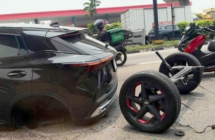 Omoda gãy văng trục bánh sau tại Malaysia chưa rõ nguyên nhân